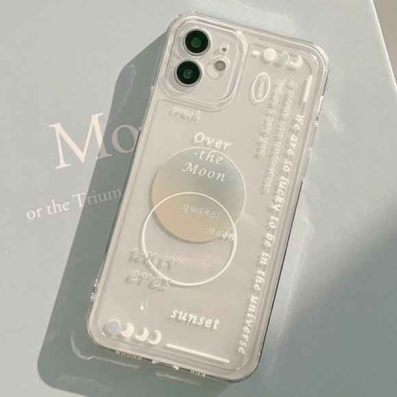 NEW iPhone 13/Pro/Max Moon Pattern Painted Clear iPhone case - Picture 1 of 6